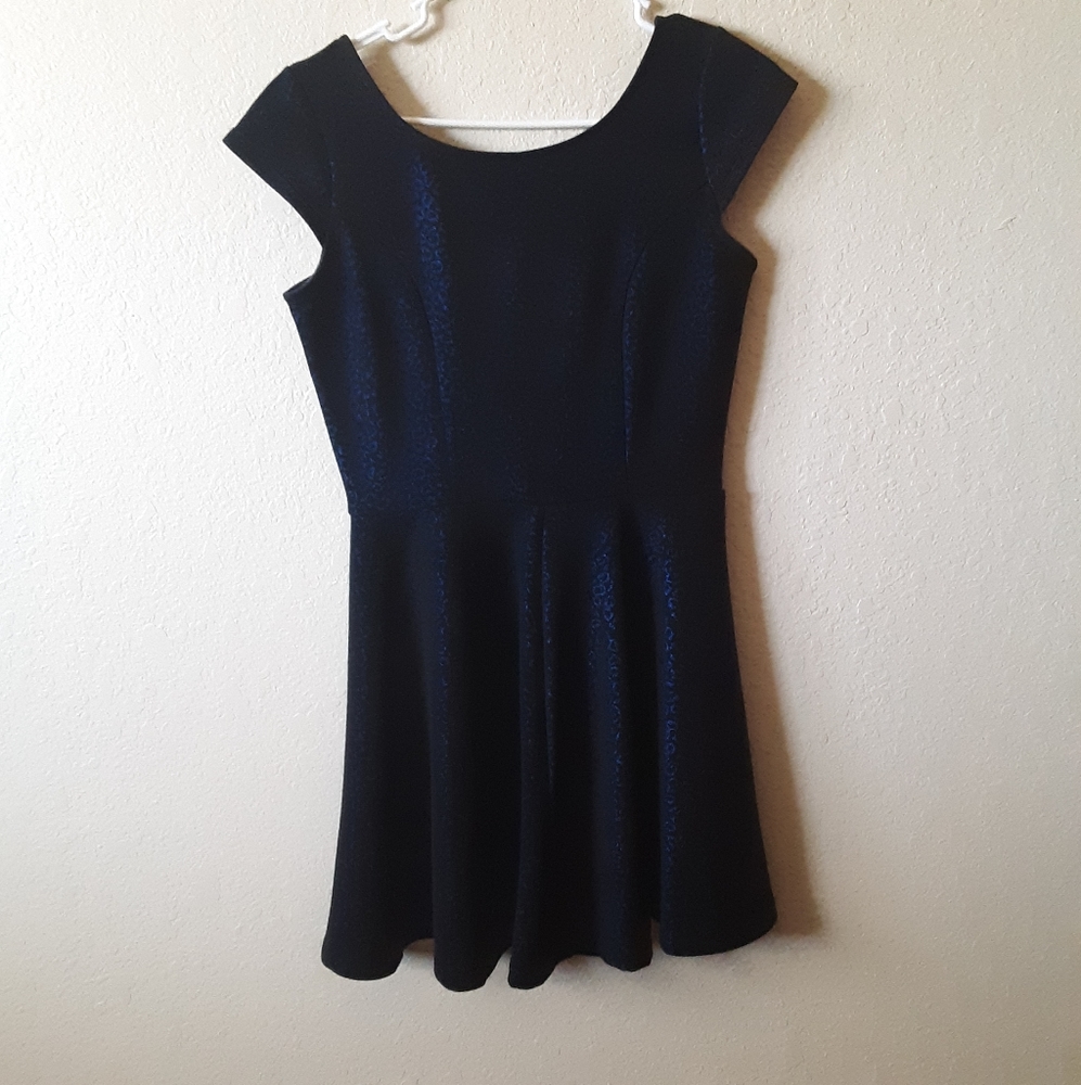 Snap blue black leopard print party dress